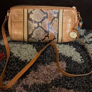 Brahmin tan Crocodile and snake crossbody